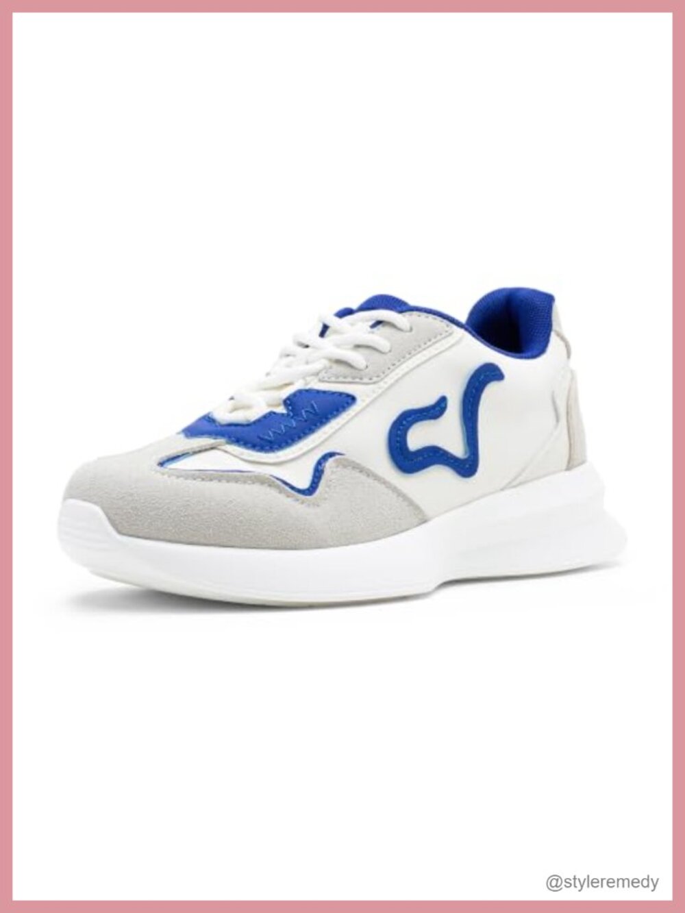Retro Fashion Sneakers Platform Walking Tennis Shoes Memory Foam Lace-Up Faux